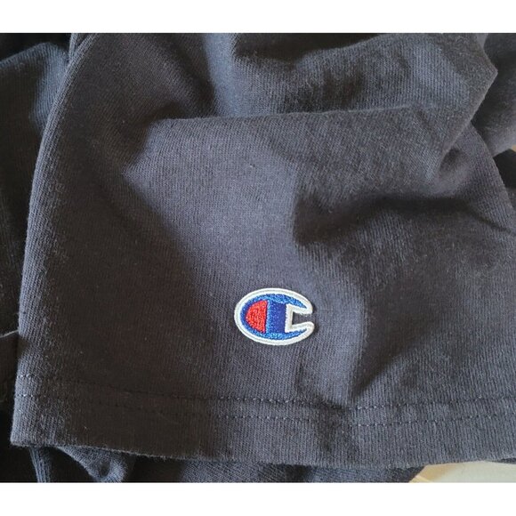 VINTAGE Champion Shirt Adult Large Navy Blue Big Logo Spell Out Mens 90s * 🔥 - Picture 6 of 8